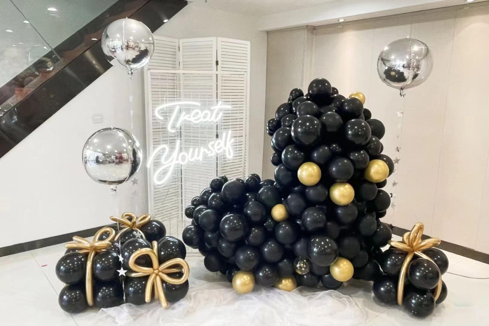 DECGOL Latex Balloons 100-Pack Black – 5, 10, 12 & 18 Inch Balloon Garland Kit