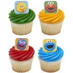 DecoPac Sesame Street Cupcake Toppers - 24 Ring Decorations featuring Elmo, Big Bird, Cookie Monster & Grover