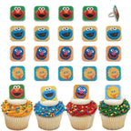DecoPac Sesame Street Cupcake Toppers - 24 Ring Decorations featuring Elmo, Big Bird, Cookie Monster & Grover