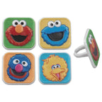 DecoPac Sesame Street Cupcake Toppers - 24 Ring Decorations featuring Elmo, Big Bird, Cookie Monster & Grover
