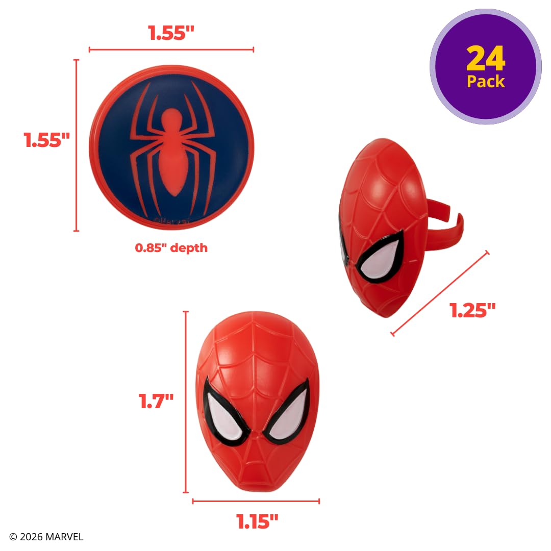 DecoPac Spider-Man Spider Ring Cupcake Toppers – 24 Pack (Food Safe, Officially Licensed)