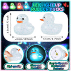 Deekin 48 Pcs LED Light Up Rubber Ducks – 2in Glow Party Favors & Decor (Clear)