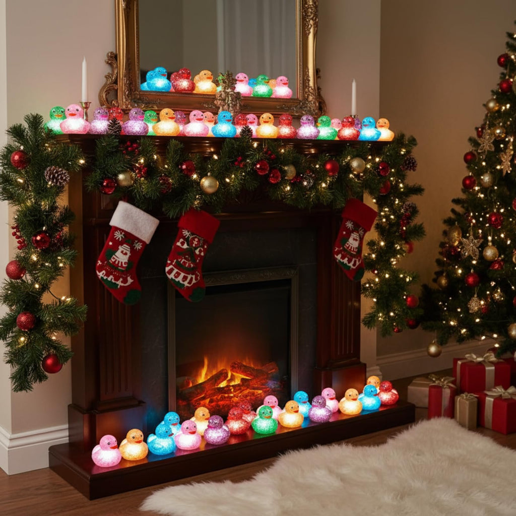 Deekin 96 Pcs LED Light-Up Rubber Ducks – 2-Inch Glow in the Dark Party Favors & Decor