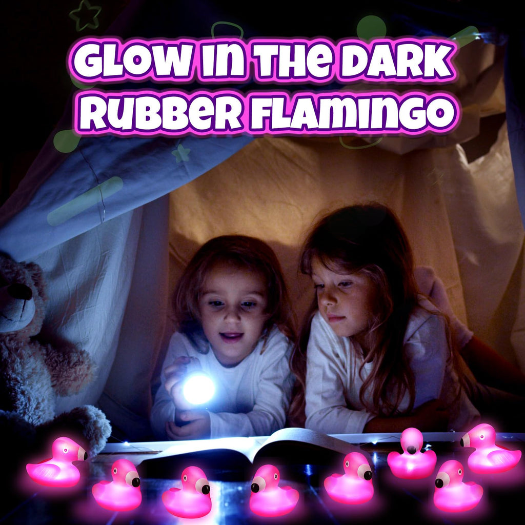 Deekin 48 Pcs LED Light-Up Flamingo Rubber Ducks - 2.76'' Glow Party Favors