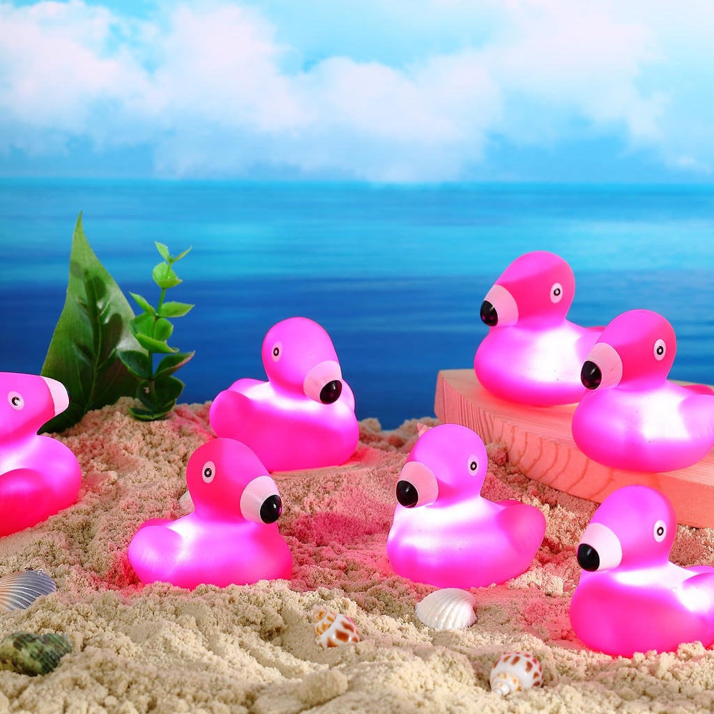 Deekin 48 Pcs LED Light-Up Flamingo Rubber Ducks - 2.76'' Glow Party Favors