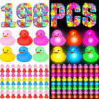 Deekin 96 Pcs LED Light-Up Rubber Ducks – 2-Inch Glow in the Dark Party Favors & Decor