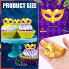 Deekin 24 Pcs Mini Masquerade Masks - Gold Cake Toppers & Party Decor