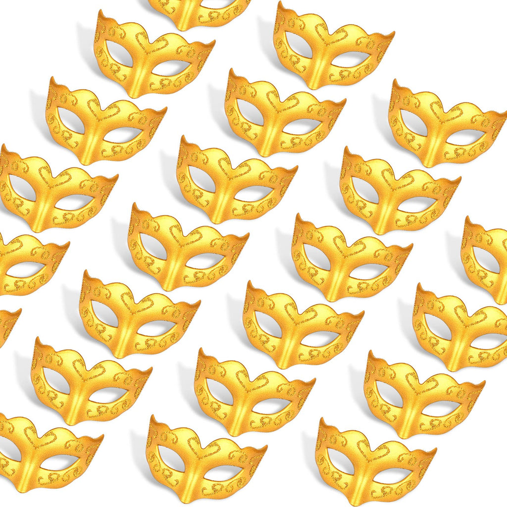 Deekin 24 Pcs Mini Masquerade Masks - Gold Cake Toppers & Party Decor