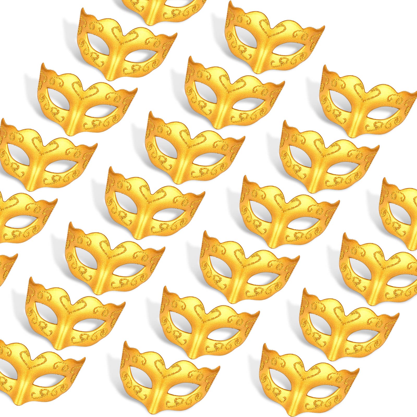 Deekin 24 Pcs Mini Masquerade Masks - Gold Cake Toppers & Party Decor