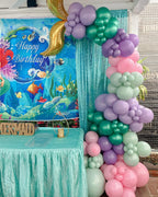 DEETUULET Mermaid Balloons Kit – 50pcs, 12in, Purple Pink Teal + Metallic Purple/Green