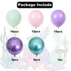 DEETUULET Mermaid Balloons Kit – 50pcs, 12in, Purple Pink Teal + Metallic Purple/Green