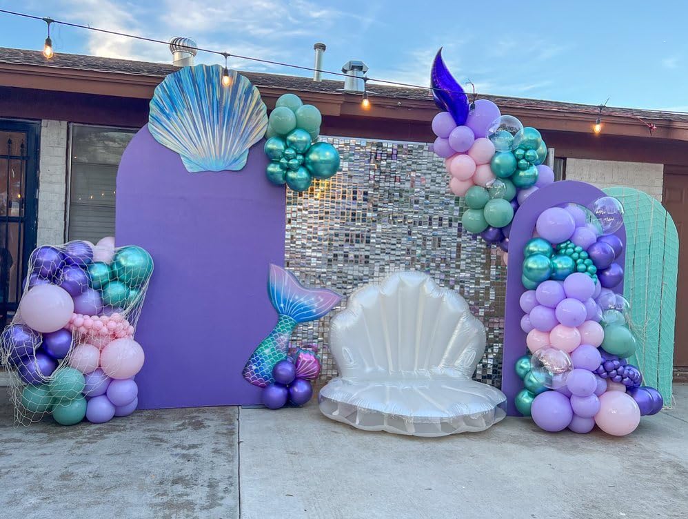DEETUULET Mermaid Balloons Kit – 50pcs, 12in, Purple Pink Teal + Metallic Purple/Green