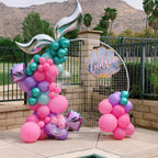 DEETUULET Mermaid Balloons Kit – 50pcs, 12in, Purple Pink Teal + Metallic Purple/Green