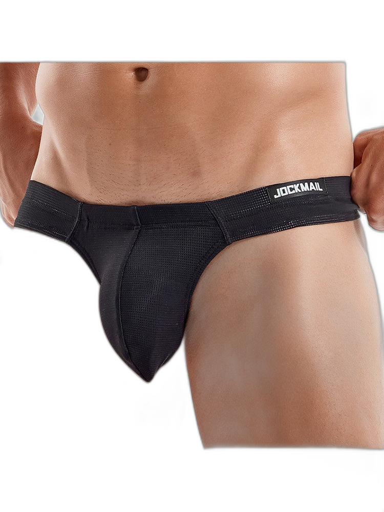Men's Simple Breathable Mesh Pouch Thong & Strings