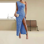 2023 Sexy Strapless Mermaid Sequin Split Dress