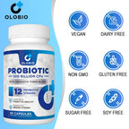 300 Billion CFU Probiotic with 12 Strains & 3 Organic Prebiotics – Daily Digestive & Immune Support, Vegan, Shelf-Stable, 120 Count