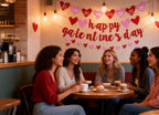 Deneo Happy Galentine's Day Banner – Red Glitter Heart Garland for Galentine & Valentine’s Party Decor
