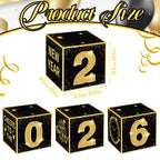 Denylo Pro New Year's Eve Balloon Box Kit 2026 – Gold & Black Party Decor (4-Pack)