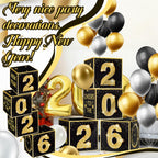 Denylo Pro New Year's Eve Balloon Box Kit 2026 – Gold & Black Party Decor (4-Pack)