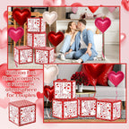 Denylo Pro 4 Pcs Valentines Day Balloon Box – LOVE Pink Heart Balloons for School, Classroom, Bedroom & Party Decor