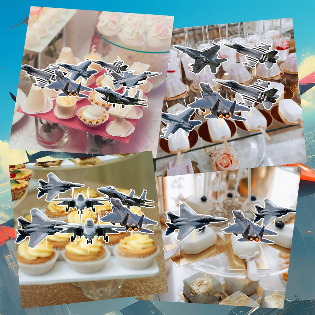 Deorfuy Airplane Cupcake Toppers – 40 Pcs Birthday Party Decorations