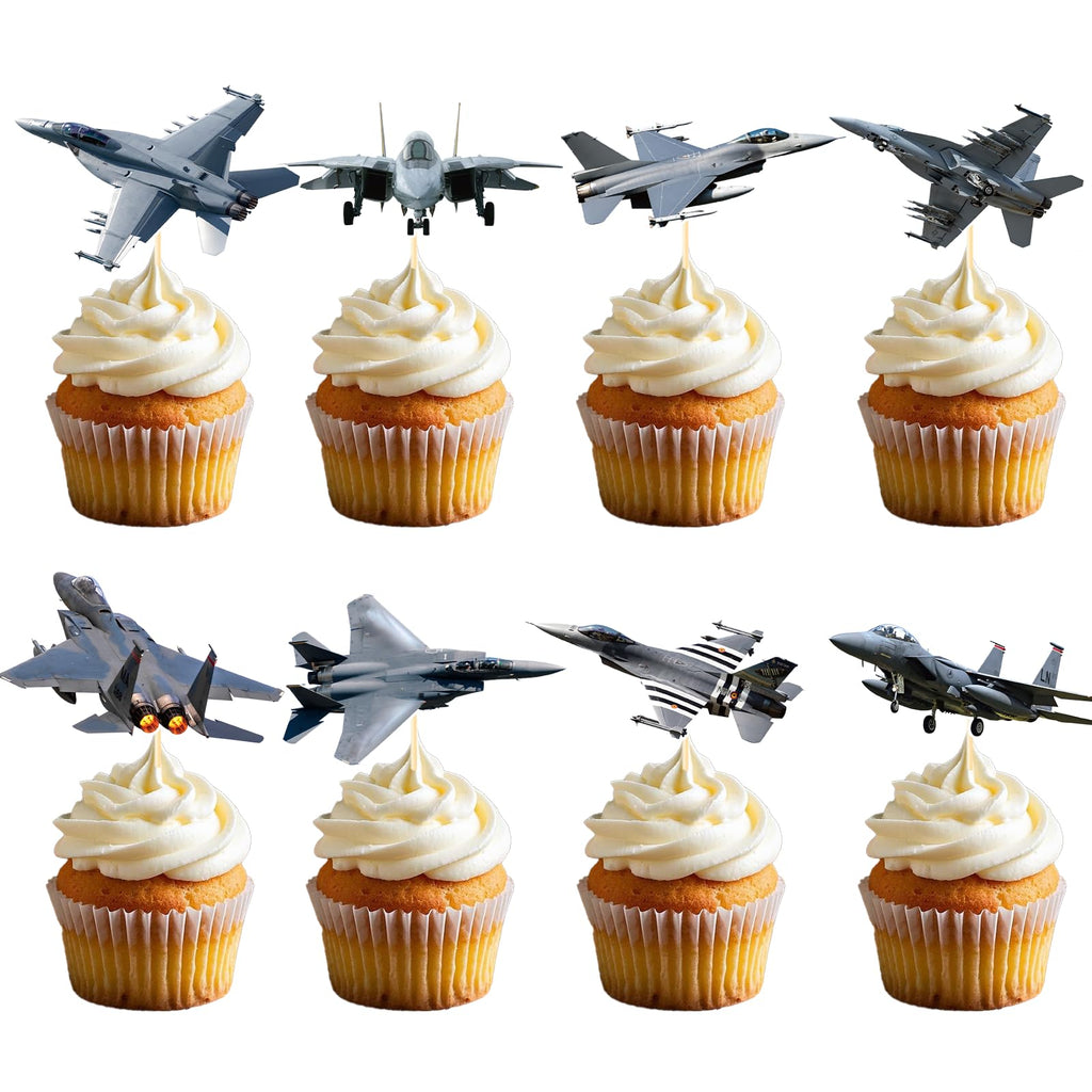 Deorfuy Airplane Cupcake Toppers – 40 Pcs Birthday Party Decorations