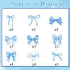 Deorfuy Blue Bow Cupcake Toppers – 40pc for Birthday & Baby Shower