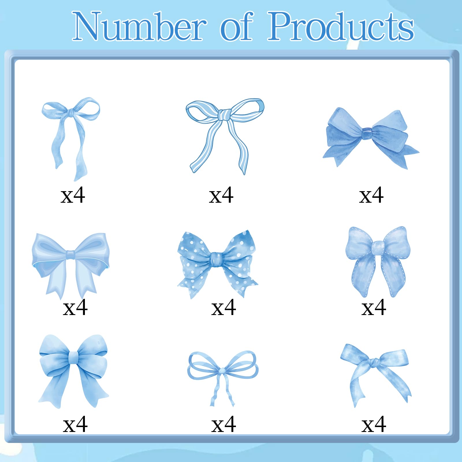 Deorfuy Blue Bow Cupcake Toppers – 40pc for Birthday & Baby Shower