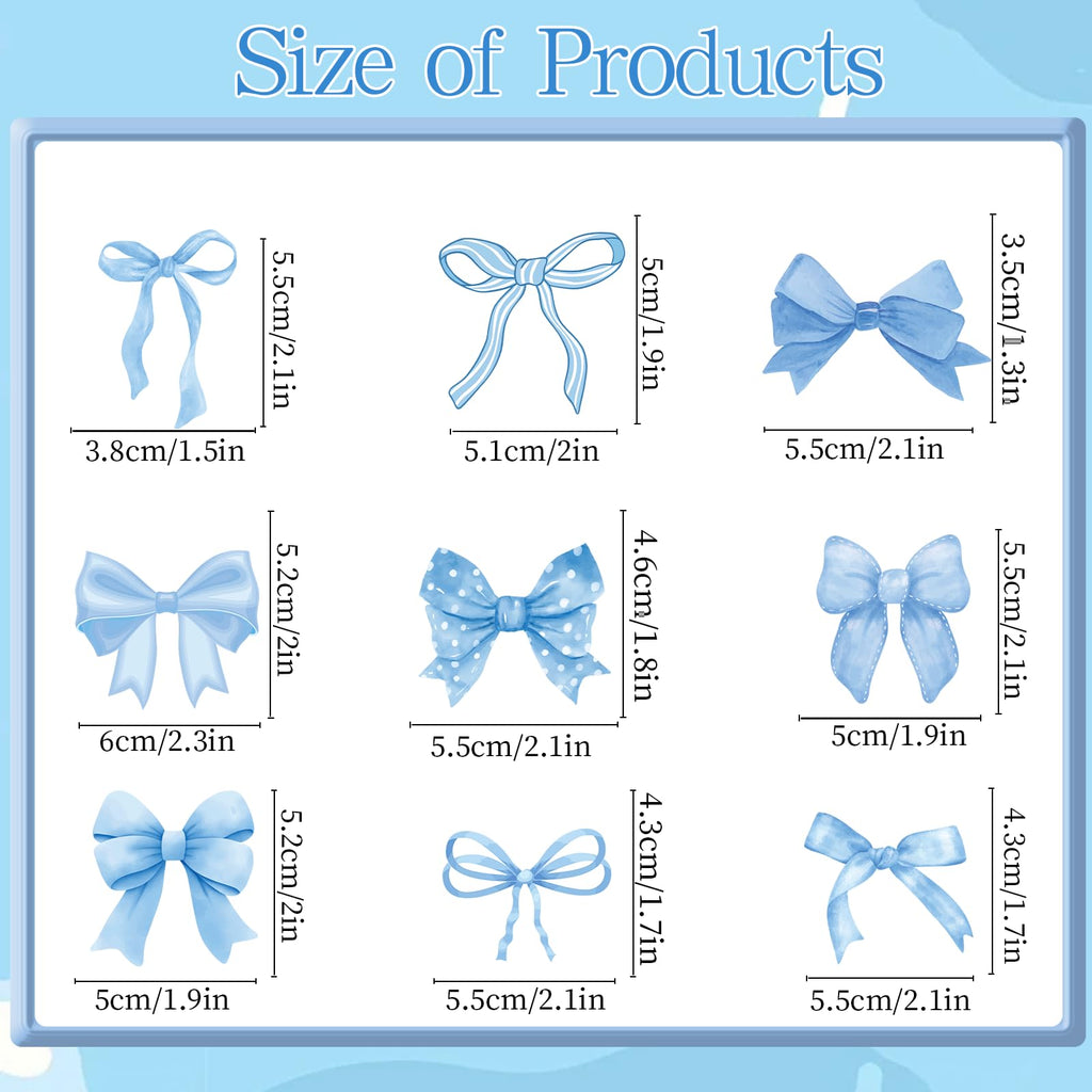 Deorfuy Blue Bow Cupcake Toppers – 40pc for Birthday & Baby Shower