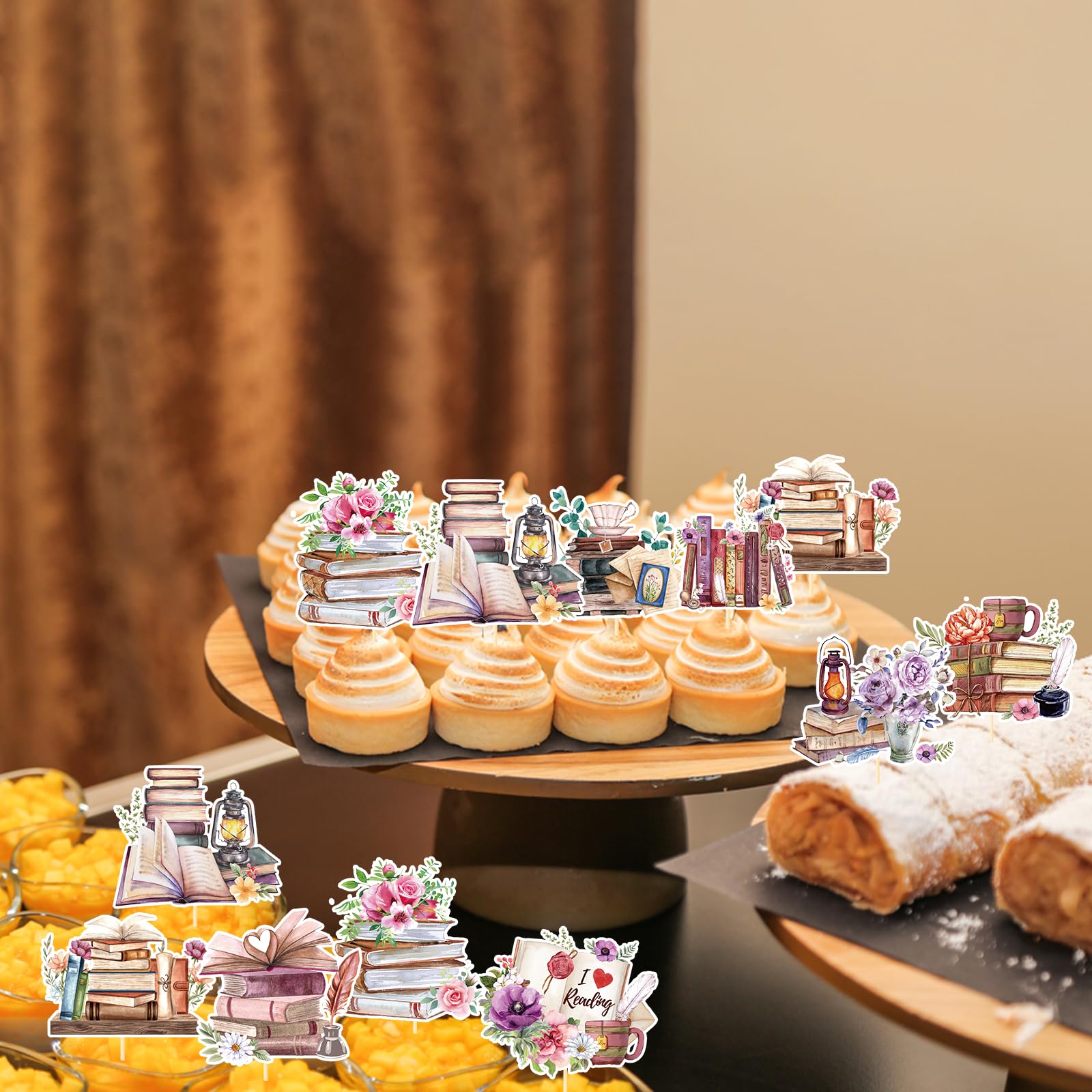 Deorfuy Book Themed Cupcake Toppers - 36pcs I Love Reading Party Decor