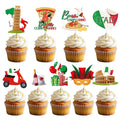 Deorfuy Italian Birthday Party Decorations – 36 Pcs Cupcake Toppers (Buon Compleanno)