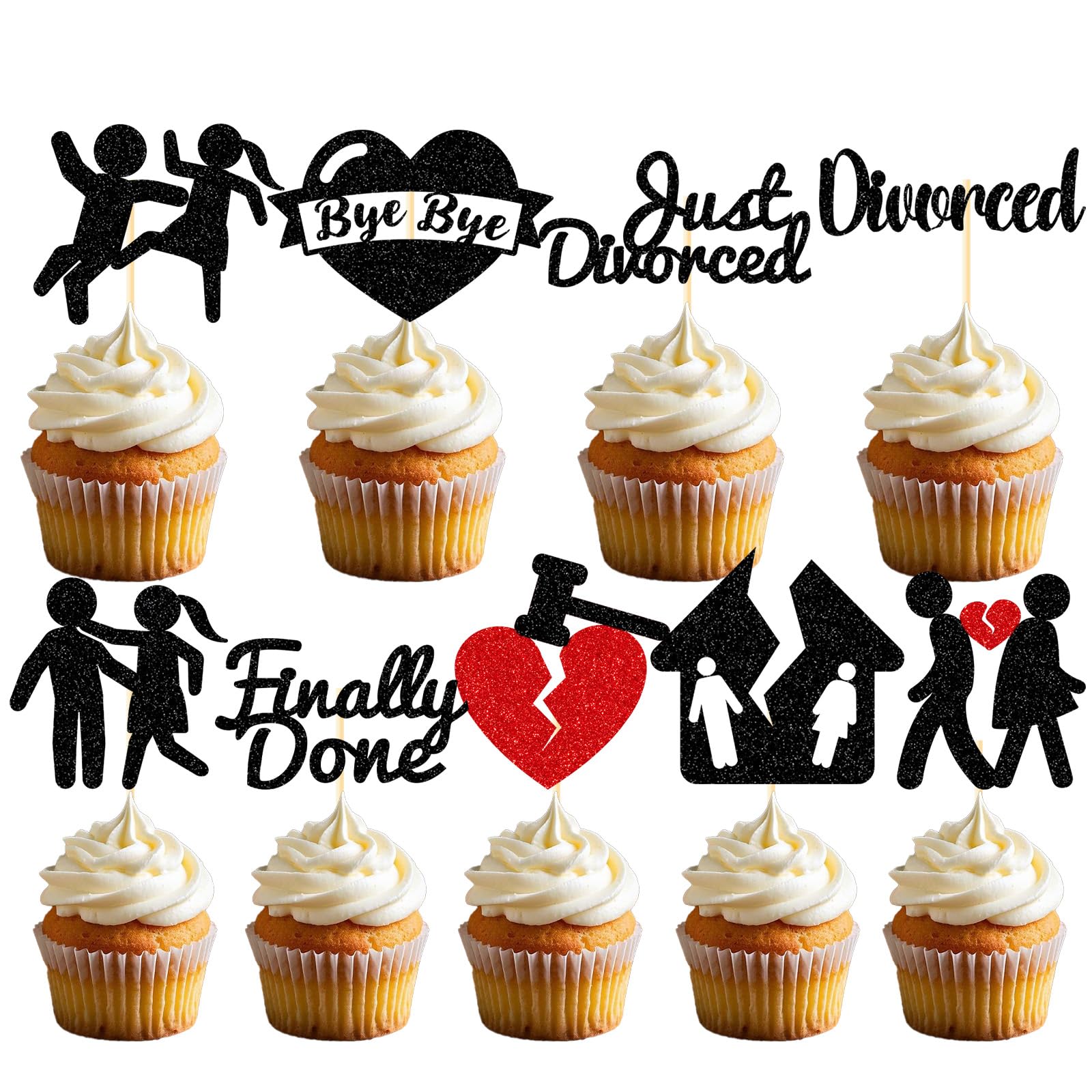 Deorfuy Divorce Party Decorations for Women – 36Pcs Cupcake Toppers for Freedom & Fresh Starts