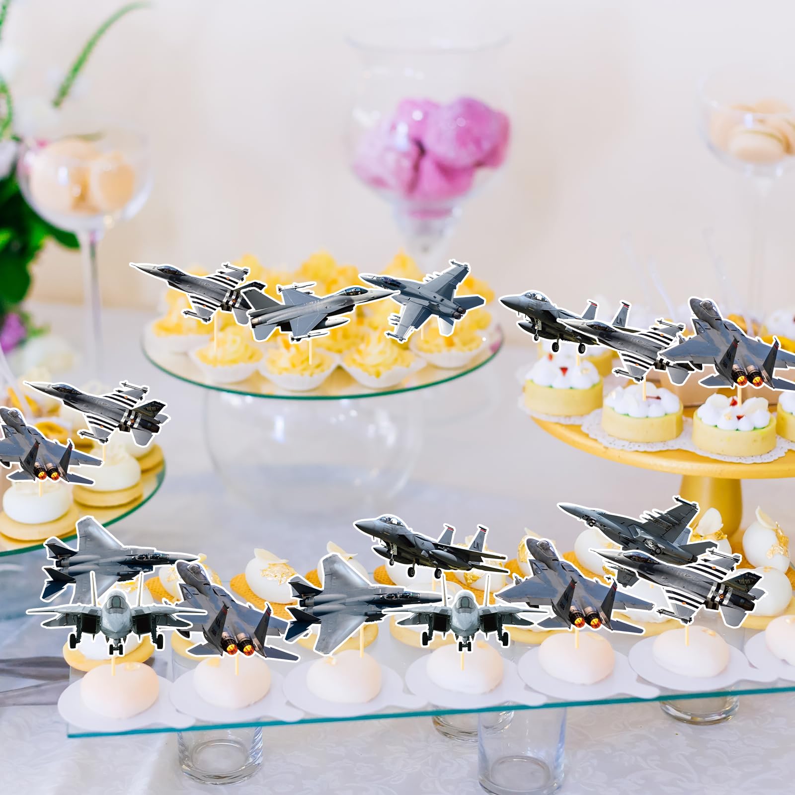 Deorfuy Airplane Cupcake Toppers – 40 Pcs Birthday Party Decorations