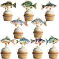Deorfuy 36Pcs Fishing Cupcake Toppers – Fish Theme Birthday Party Decorations