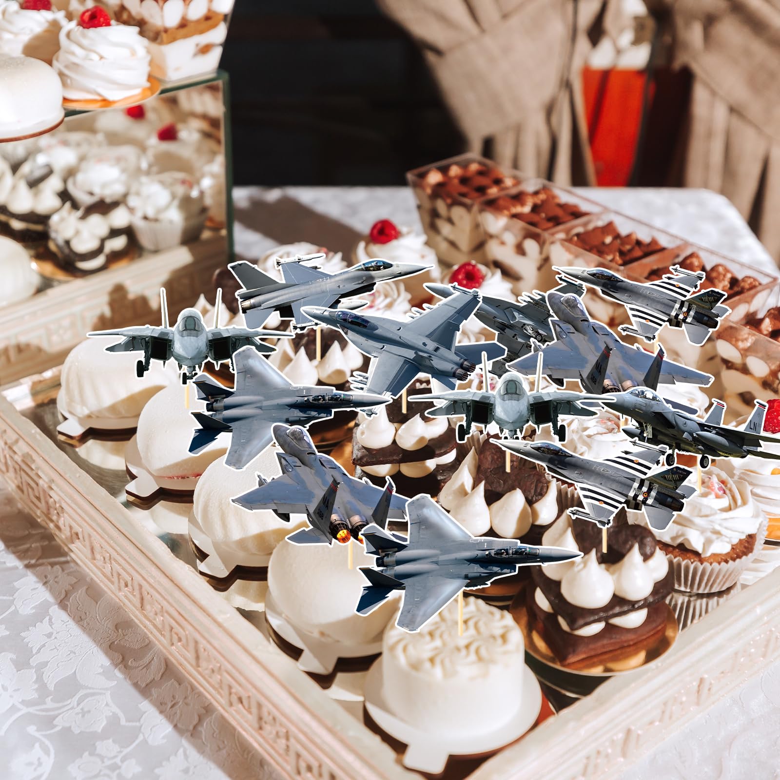 Deorfuy Airplane Cupcake Toppers – 40 Pcs Birthday Party Decorations