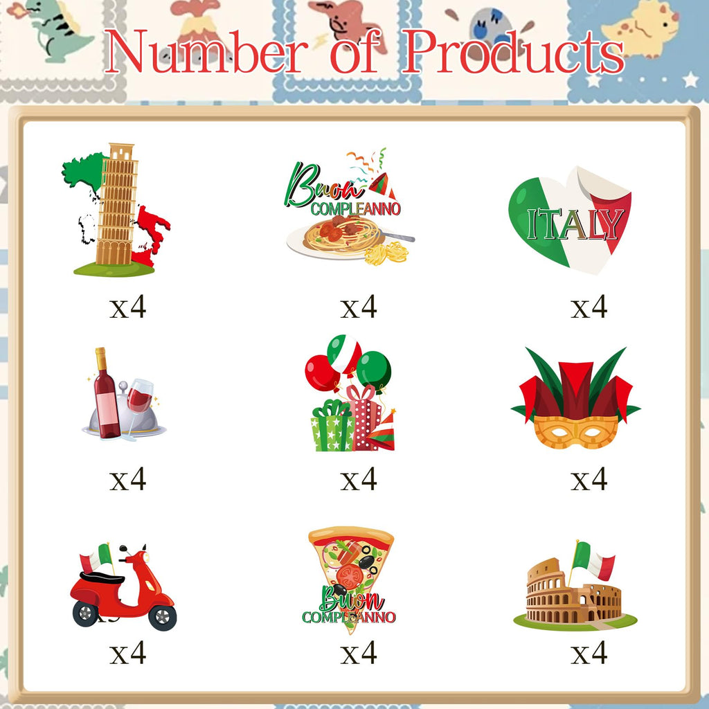 Deorfuy Italian Birthday Party Decorations – 36 Pcs Cupcake Toppers (Buon Compleanno)