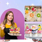 Deorfuy Twotti Fruity Cupcake Toppers – 40Pcs for 2nd Birthday (Strawberry & Watermelon)
