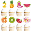 Deorfuy Twotti Fruity Cupcake Toppers – 40Pcs for 2nd Birthday (Strawberry & Watermelon)