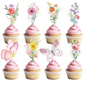 Deorfuy Wildflower Cupcake Toppers – 40Pcs Butterfly & Flower Party Decorations