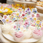 Deorfuy Wildflower Cupcake Toppers – 36-Piece Party Decorations for Baby Shower & Birthday