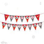 Derzhssg Race Car Happy Birthday Banner – Racing Themed Party Sign & Checkered Flag Decorations