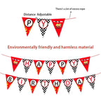 Derzhssg Race Car Happy Birthday Banner – Racing Themed Party Sign & Checkered Flag Decorations