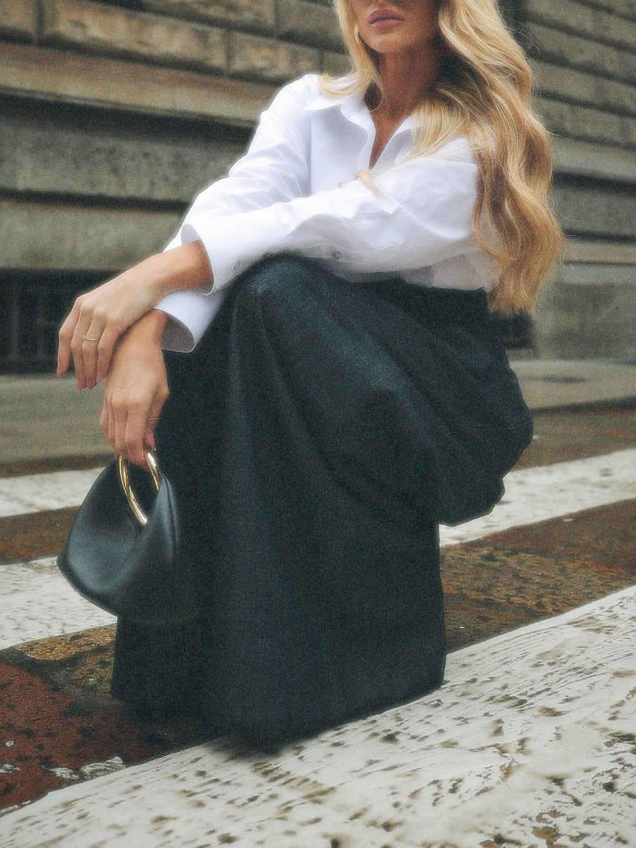 Elegant High Waist Wide Leg Jeans - Classic Denim Trousers for Women