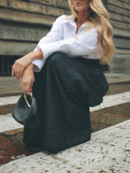 Elegant High Waist Wide Leg Jeans - Classic Denim Trousers for Women