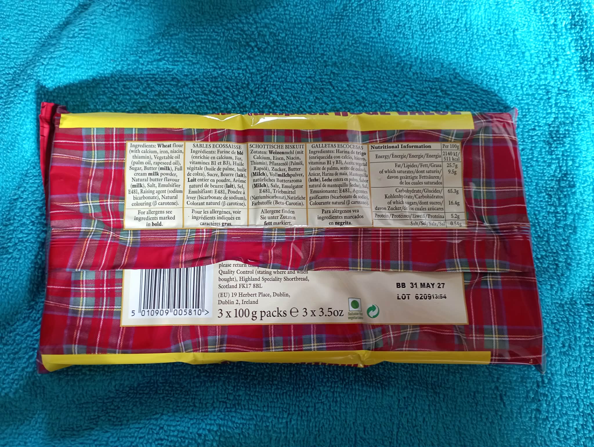 SCOTTISH HIGHLAND SPECIALITY SHORTBREAD FINGERS (3X100g)