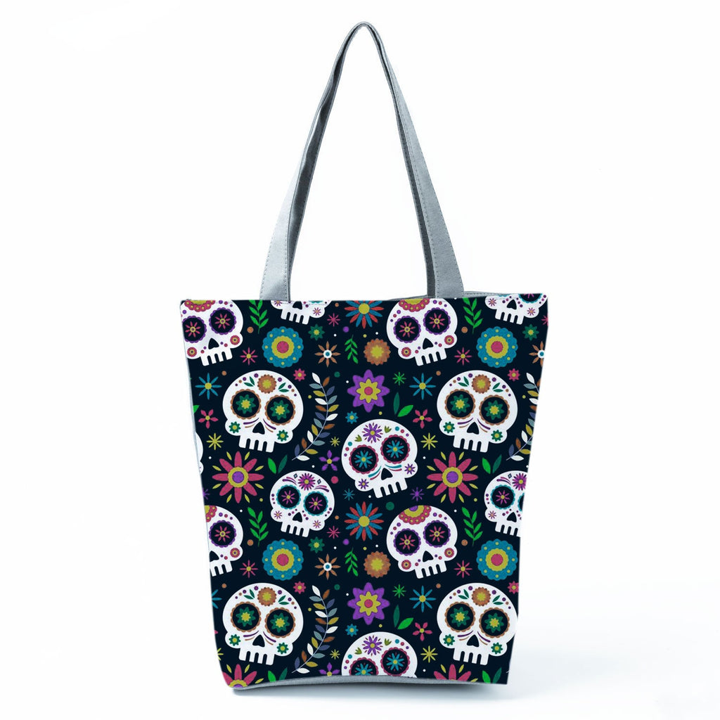 Portable Large Capacity Skull Printed Handbag