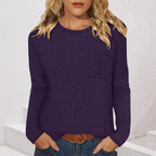 Women's Long-Sleeved Waffle Knit Top T-Shirt