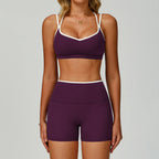 Contrastcolor Trimmed Women's TightfittingBackrevealing Yoga Wear Sports  Outdoor Fitness Set