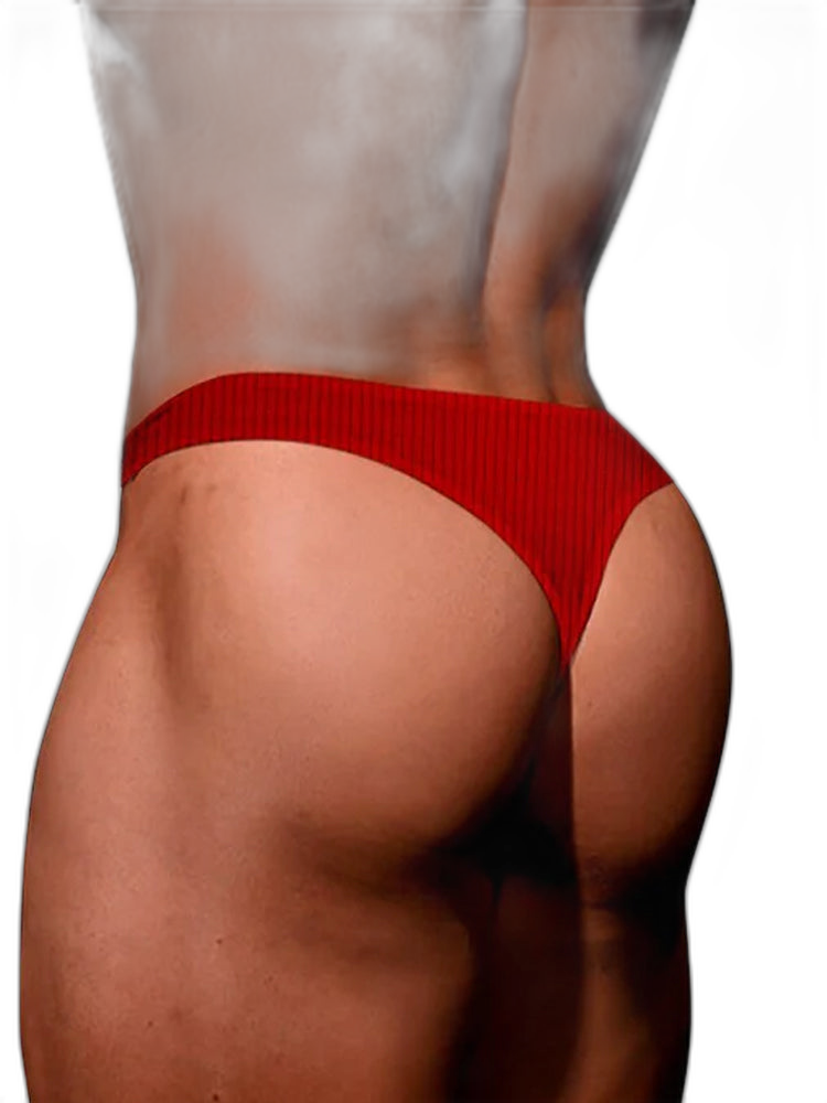 2-pack Men's Ribbed Low-rise Solid Color Thong