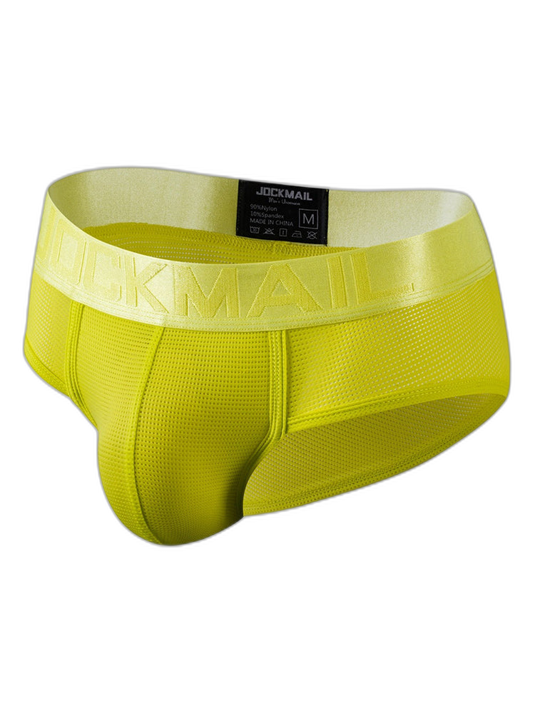 Men's Solid Color Mesh Breathable Sports Fitness Briefs